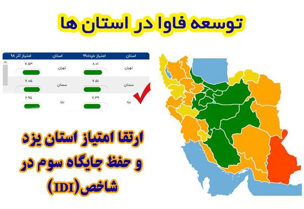 ارتقا امتیاز استان یزد و  حفظ جایگاه سوم در شاخص (IDI)