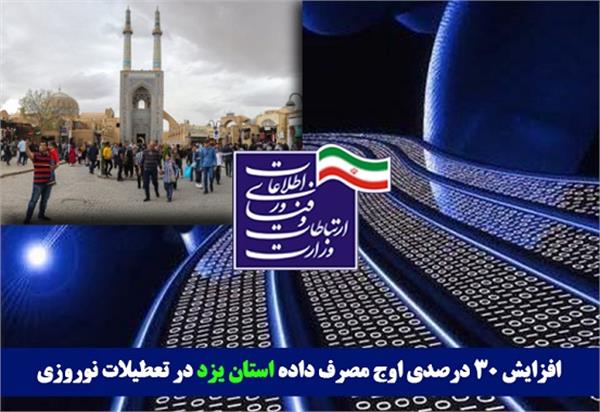 افزایش 30 درصدی اوج مصرف داده استان یزد در تعطیلات نوروزی
