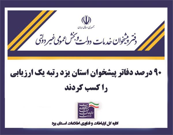 ۹۰ درصد دفاتر پیشخوان استان یزد رتبه یک ارزیابی را کسب کردند